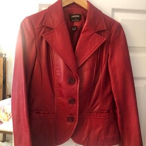 Red leather jacquet